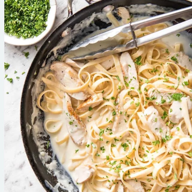 Chicken Fettuccine Alfredo.